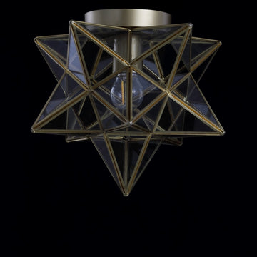 Stella 12" Moravian Star Metal/Clear Glass LED Flush Mount - JONATHAN Y